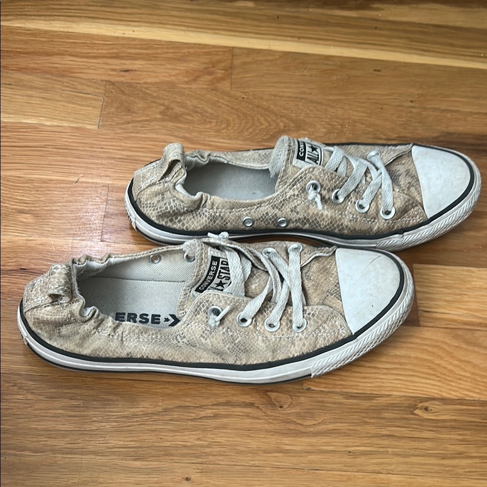 Converse Tan and White Sneakers Classic Canvas Style